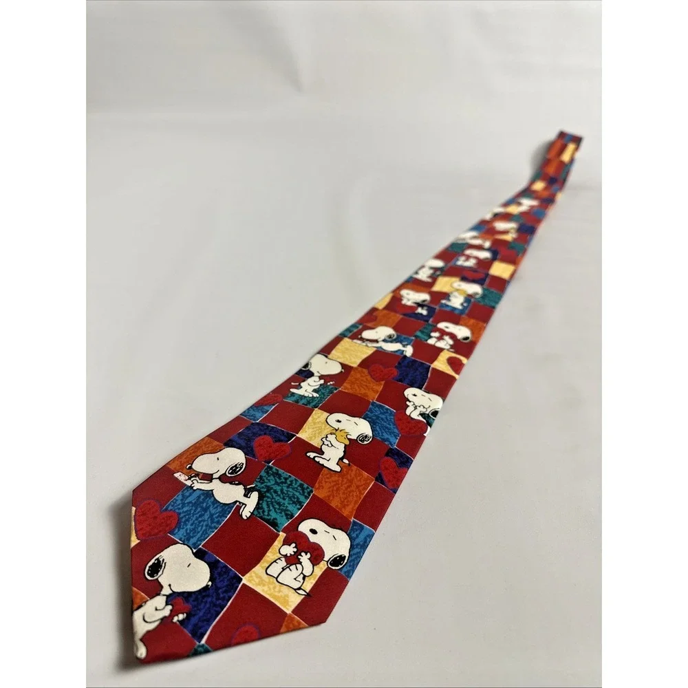 Vintage Peanuts Snoopy Puppy Love Silk Novelty Tie Hearts Valentine's 100% Silk